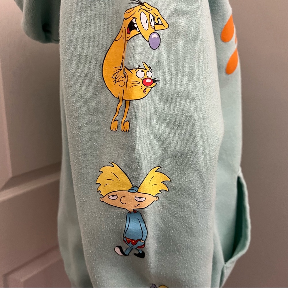 Nickelodeon Mint Green Hoodie Mixed Cartoon Characters S - Picture 9 of 16
